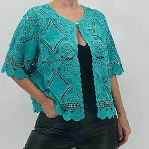 Rabbit Rabbit Rabbit Designs Retro 70’s Boho Resort Wear Crochet Open Cardigan